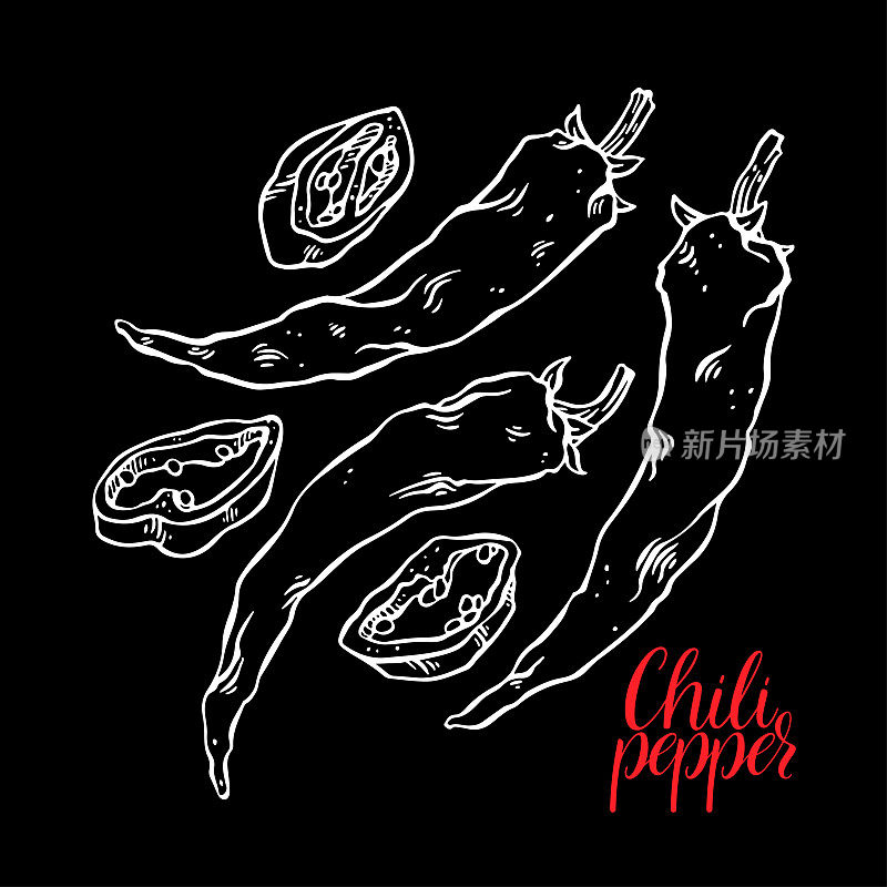 set of chili peppers